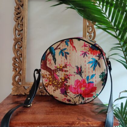 Blossom Kantha Round Sling Bag