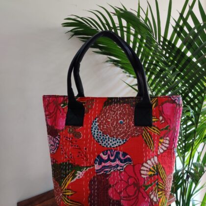 Radiant Red Kantha Tote