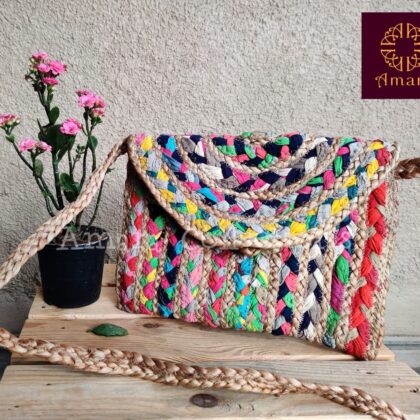 Vibrance Braided Jute Clutch